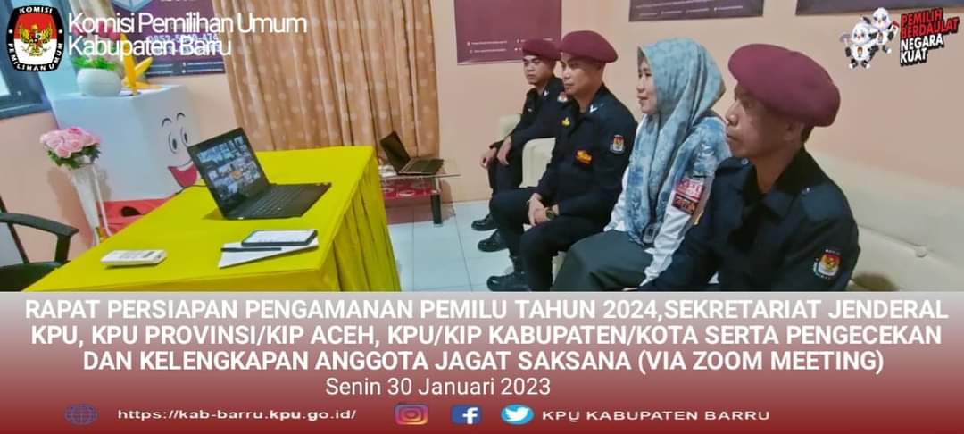 Rapat Persiapan Pengamanan Pemilu 2024 .sekjend KPU RI via zoom